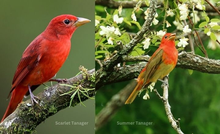 Scarlet Tanager and Summer Tanager